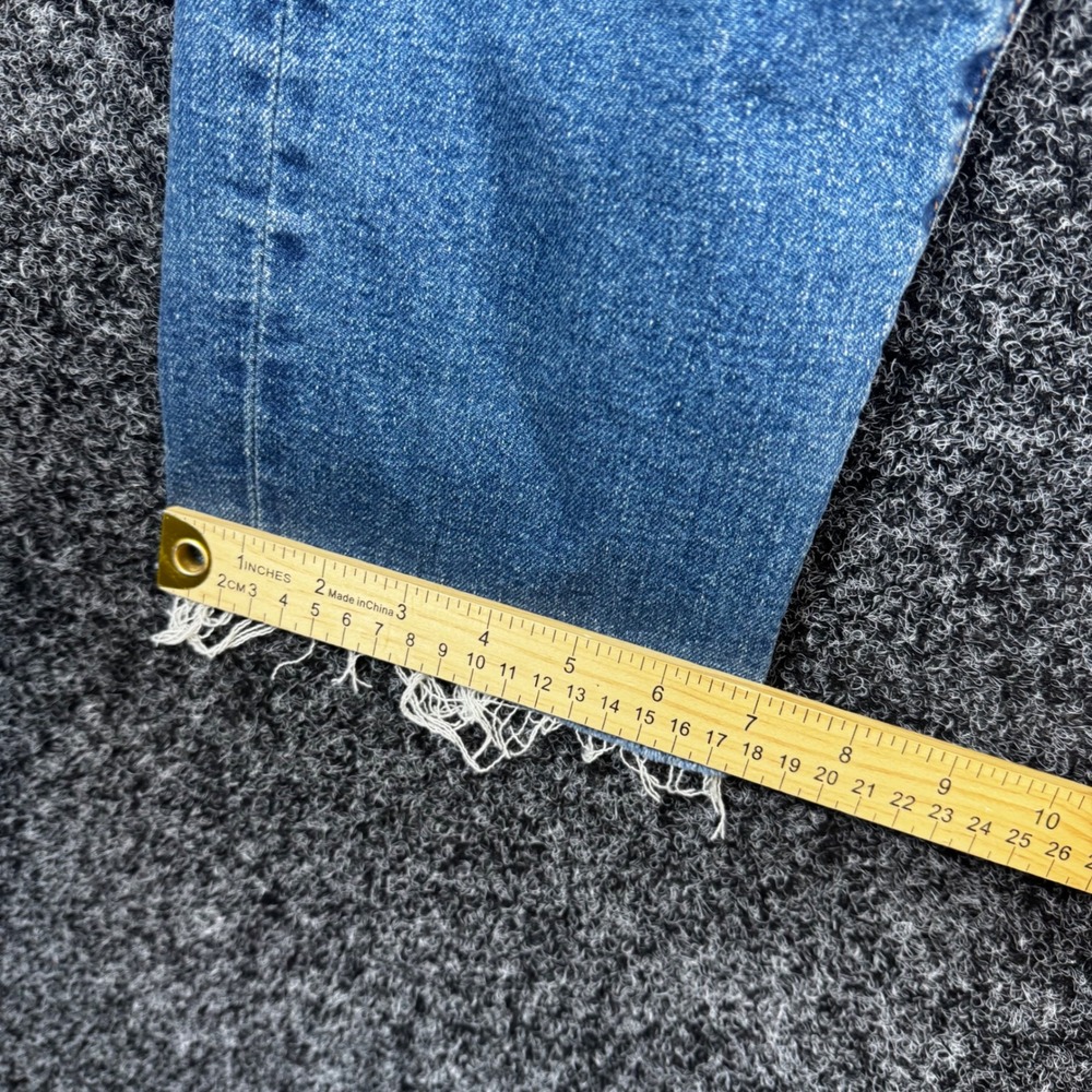 Levis Wedgie Straight Jeans Womens 29 Medium Wash Blue High Rise Raw Hem Denim - Picture 7 of 9